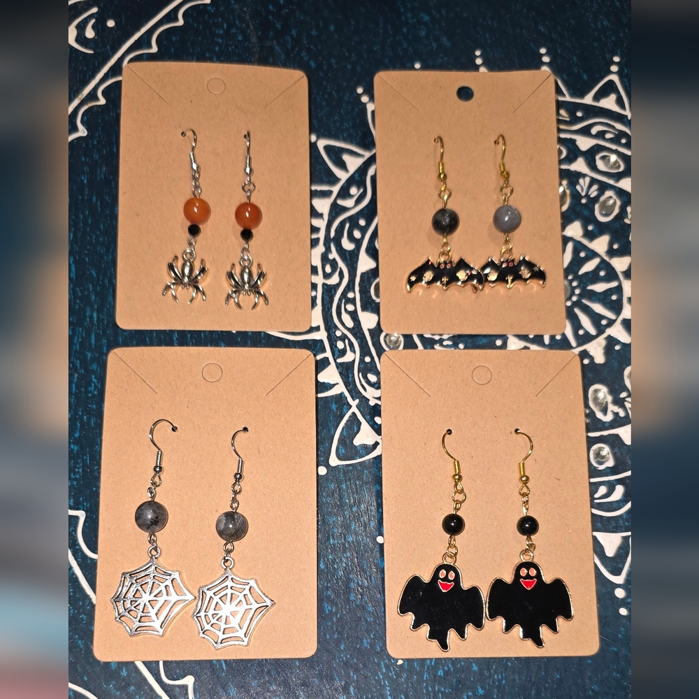 Halloween Earrings with Crystal Beads ~ All 4 Sets, as a Group